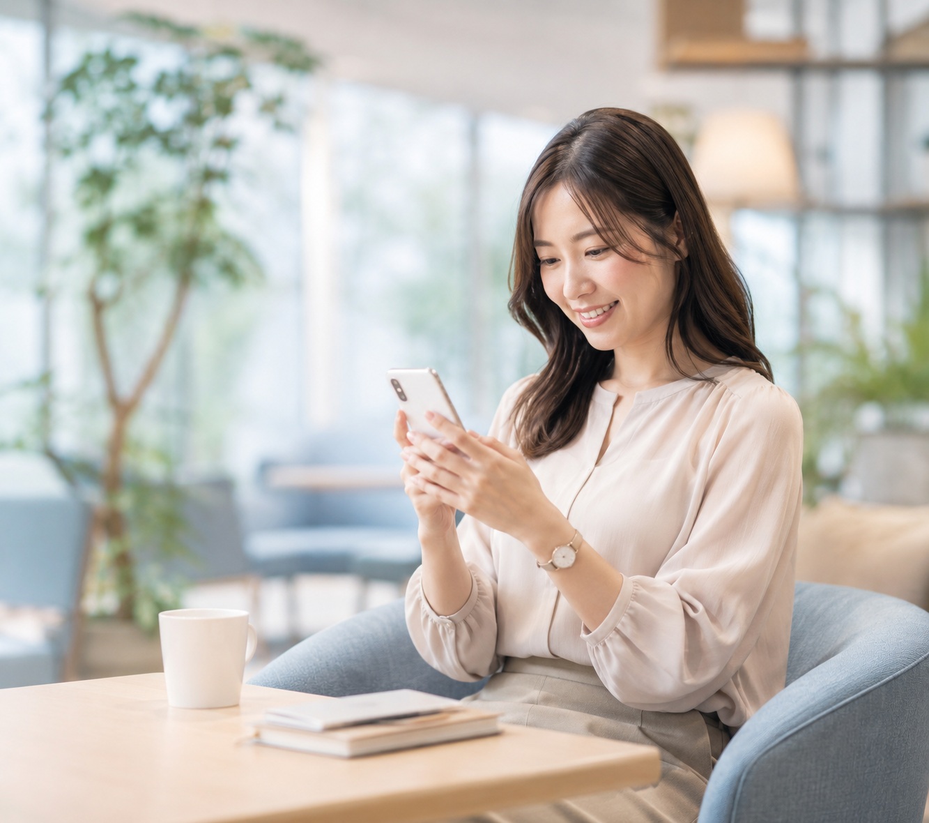 先行登録をする女性